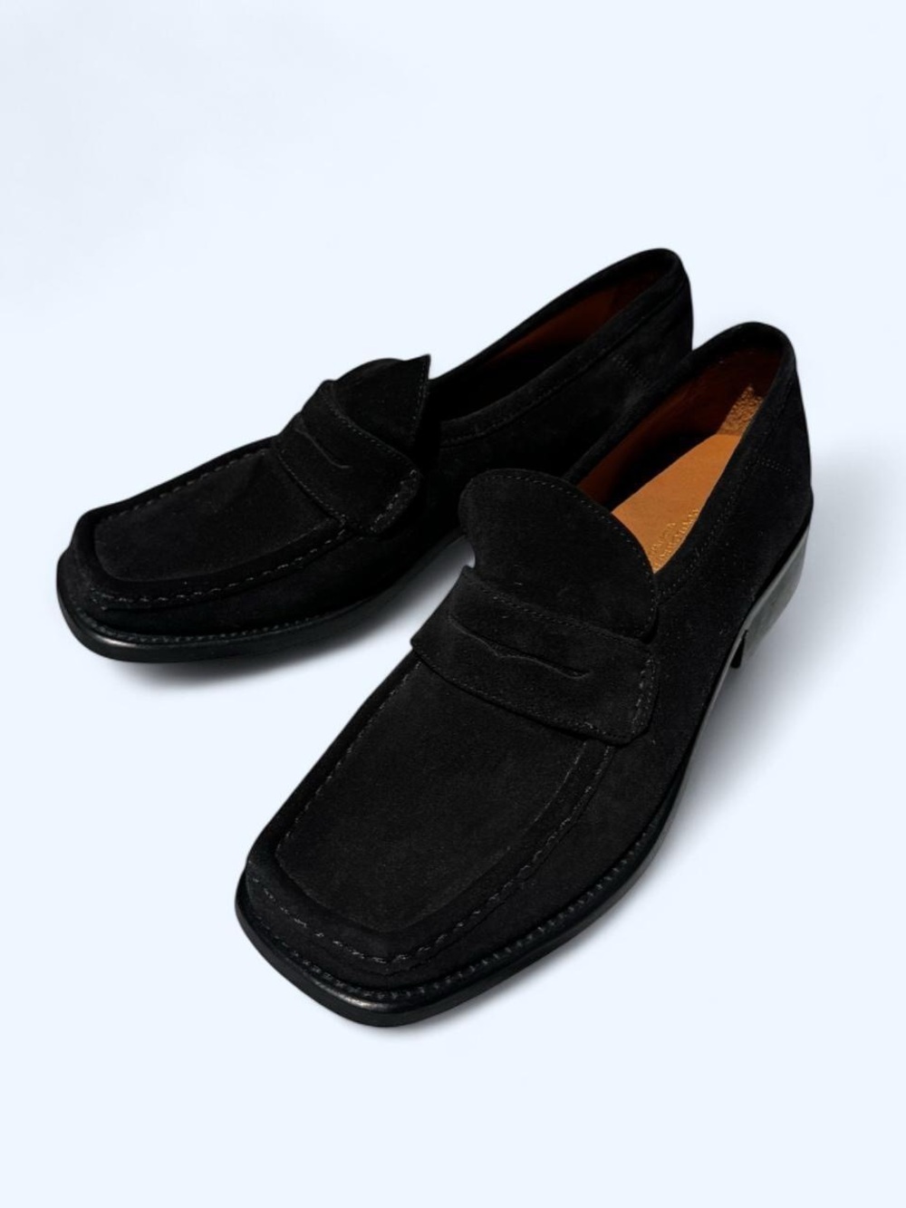 Classic Black Suede Penny Loafers for women
